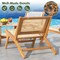 Costway 1/2 PCS Mid Century Modern Teak Wooden Chair with Handwoven Rattan Seat & Backrest